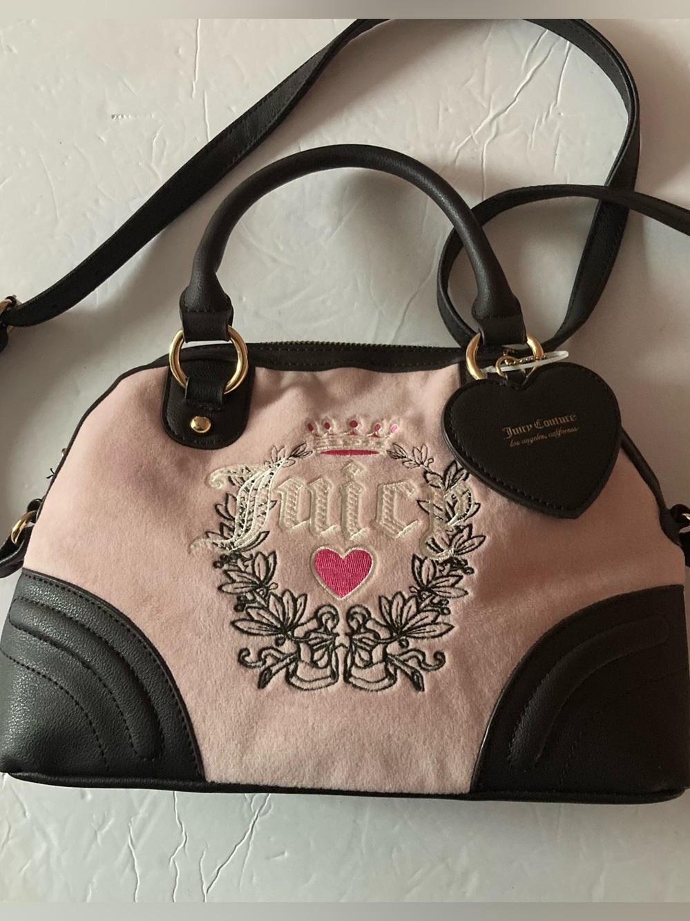 Juicy Couture Pink and DK.Chocolate Dual Handles, Crossbody Strap Satchel